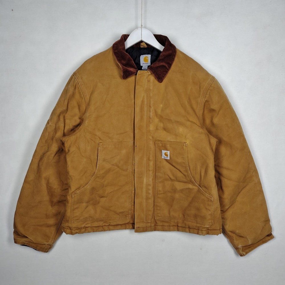 Carhartt J002 BRN Arctic Quilt Lined Sandstone Detroit Jacket Brown Mens Large